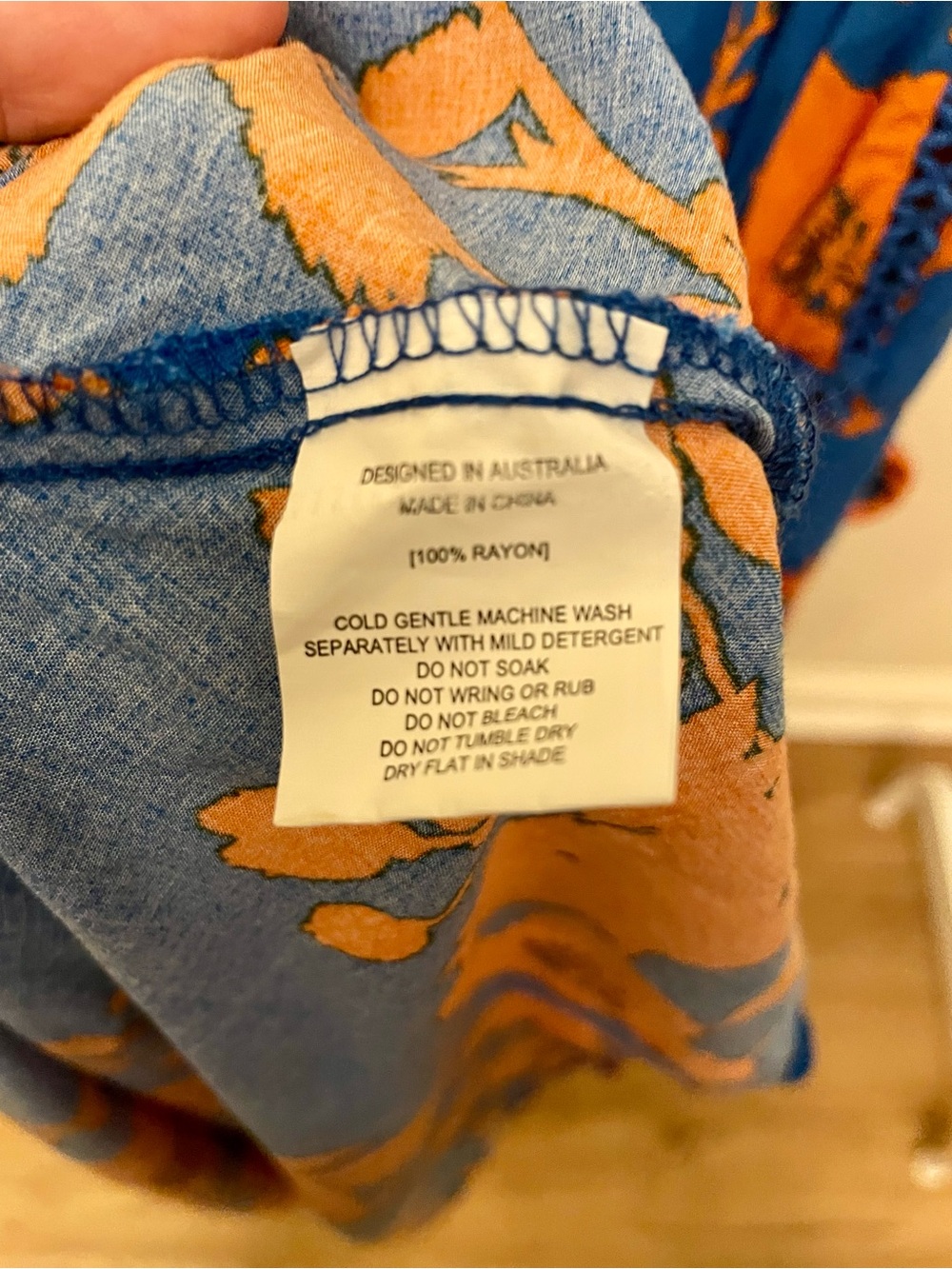 Sleeveless Blue & Orange Floral Maxi Dress with Smocked Waist - Picture 4 of 4